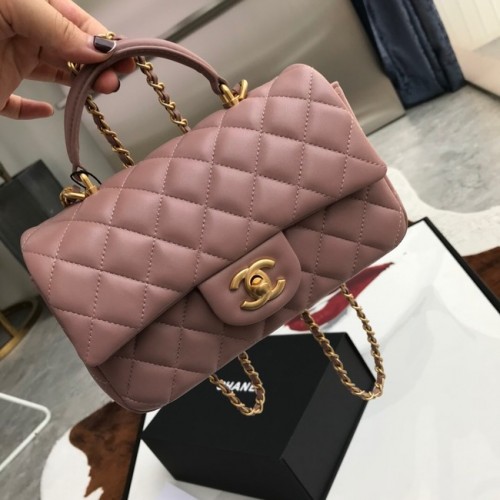 CHANEL mini fedeles táska felső fogantyúval AS2431 rózsaszín