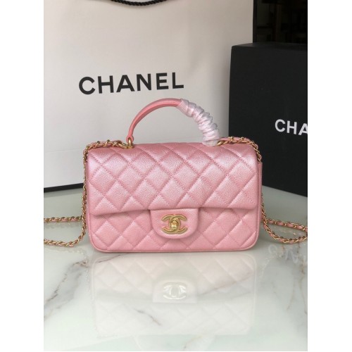 CHANEL mini fedeles táska felső fogantyúval AS2431 rózsaszín