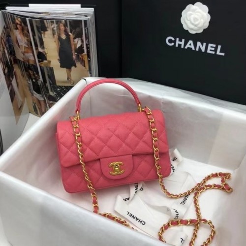 CHANEL mini fedeles táska felső fogantyúval AS2431 rózsaszín