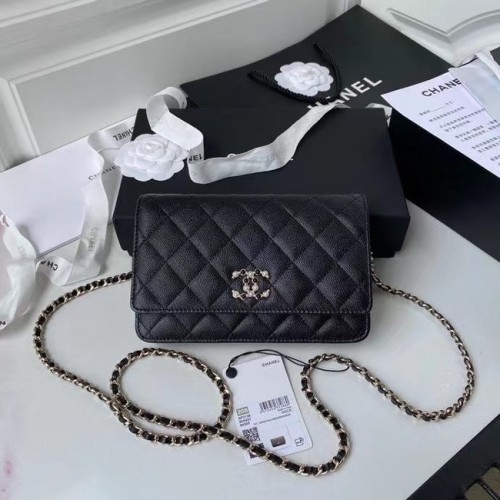 CHANEL mini pénztárca láncon AP2136 fekete