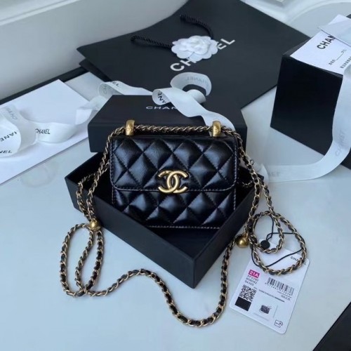 CHANEL mini pénztárca láncon AP2290 fekete