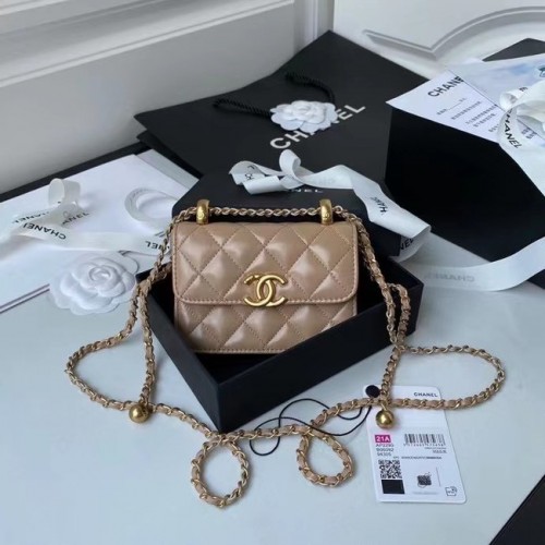 CHANEL mini pénztárca láncon AP2290 barna