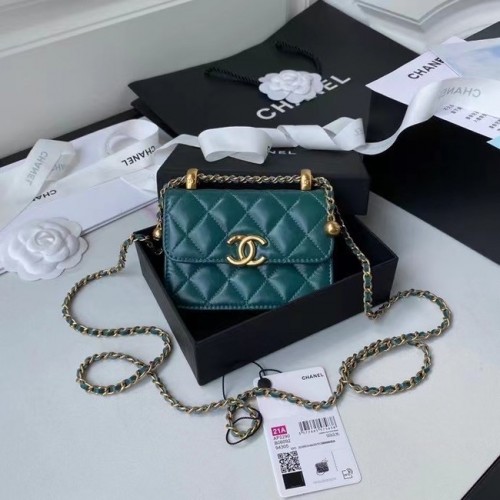 CHANEL mini pénztárca láncon AP2290 zöld