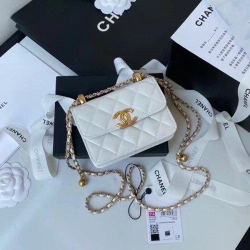 CHANEL mini pénztárca láncon AP2290 fehér