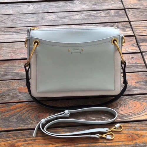 CHLOE Roy bőr és velúr közepes válltáska 20656 Világoskék