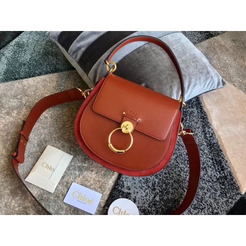 CHLOE Tess bőr és velúr crossbody táska 3S152 barna