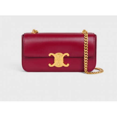 Celine Láncos Válltáska Triomphe Fényes Borjúbőrből 197993 Kármin