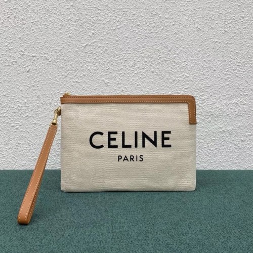 Celine CLUTCHES NAGY PAMUT TÁSKA CELINE MINTÁVAL ÉS BORJÚBŐRREL 100672 BARNA