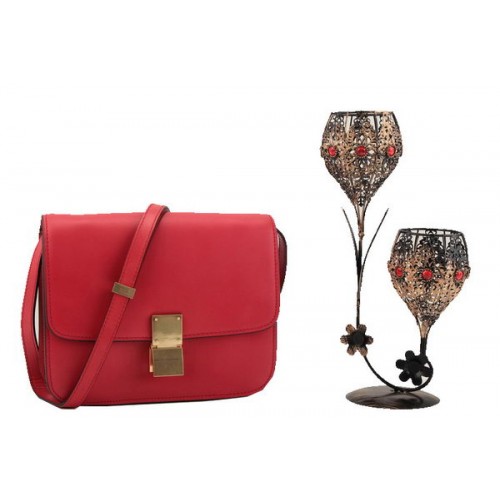 Celine Klasszikus Kis Zsebtáska Sima Bőr 11042 Sötétpiros