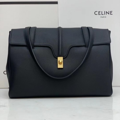 Celine KÖZEPES PUHA 16"-OS TÁSKA SIMA BORJÚBŐRBŐRBŐL CR94043 fekete