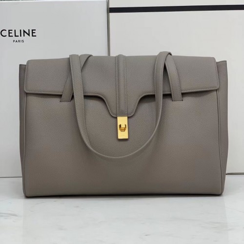 Celine KÖZEPESEN PUHA 16"-OS TÁSKA SIMA BORJÚBŐRBŐRBŐL CR94043 szürke