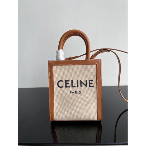 Celine MINI CABAS VERTICAL IN TRIOMPHEE CANVAS CL01541 Barna