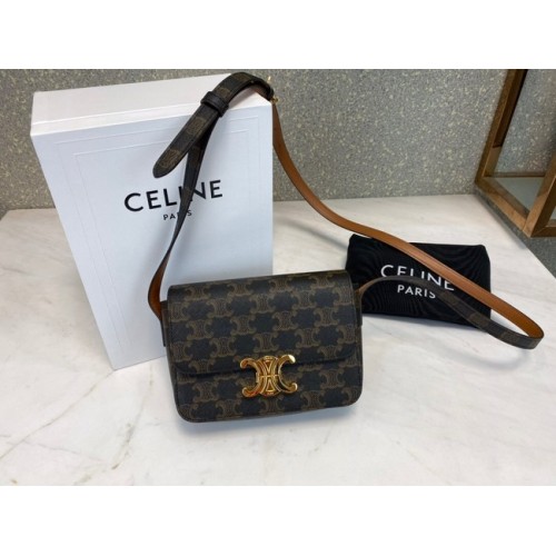 Celine MINI FOLCO TÁSKA TRIOMPHE CANVAS CL01503 barnás színben