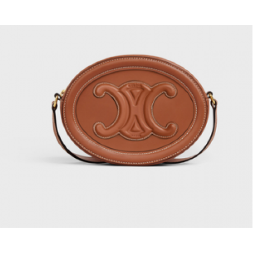 Celine OVÁLIS TÁSKA CUIR TRIOMPHÉ SIMA BORJÚBŐRBŐRBŐL 198603 BARNA