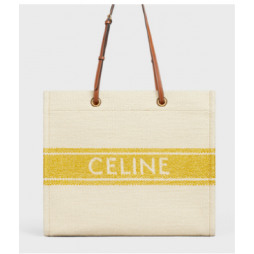 Celine SQUARED CABAS CELINE PLEIN SOLEIL TEXTIL ÉS BORJÚBŐR 192172 SÁRGA ÉS BARNA