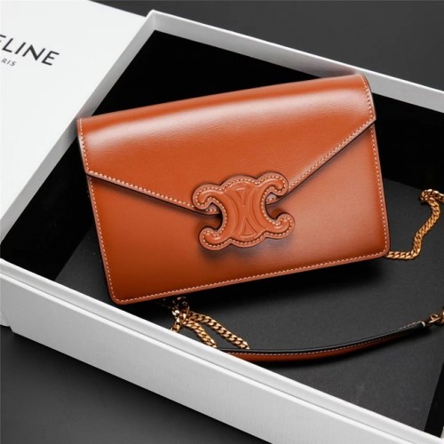 Celine TINI LÁNC BESACE TRIOMPHE FÉNYES BORJÚBŐR 10J733 BARNA