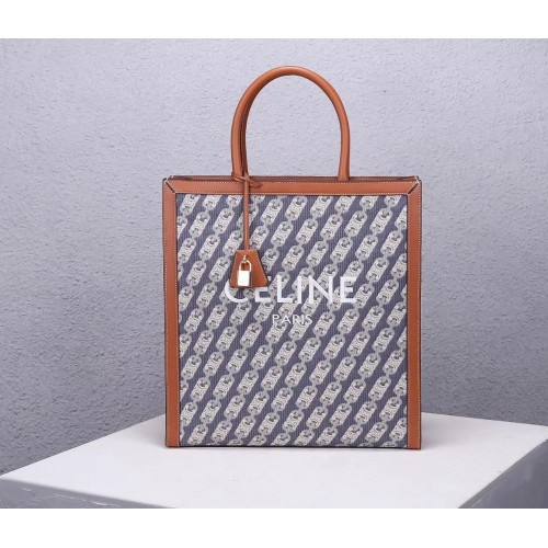 Celine TEEN TRIOMPHE TÁSKA TRIOMPHÉ VÁSZON ÉS BORJÚBŐRBŐRBŐL CL90402 KÉK