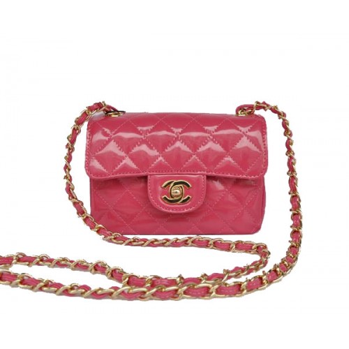 Olcsó Chanel Classic mini Flap Bag 1115 Peach Lakkbőr Arany Hardver