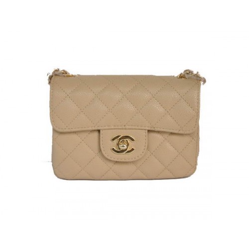 Chanel 2.55 mini fedeles táska 1115 bézs báránybőrből, arany hardverrel