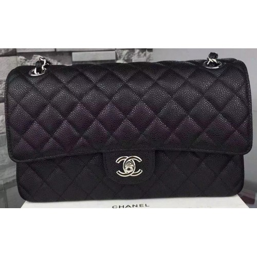 Chanel 2.55 sorozatú, Cannage mintás bőr CF8024 fekete bőr táska