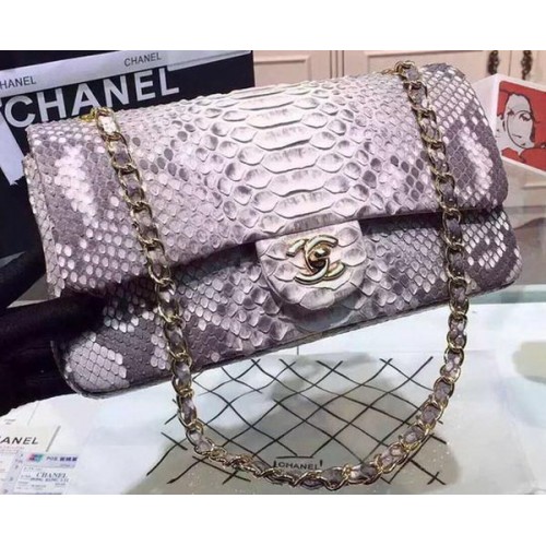 Chanel 2.55 Sorozat Szürke Eredeti Python Bőr Zsebtáska A1112SA Arany