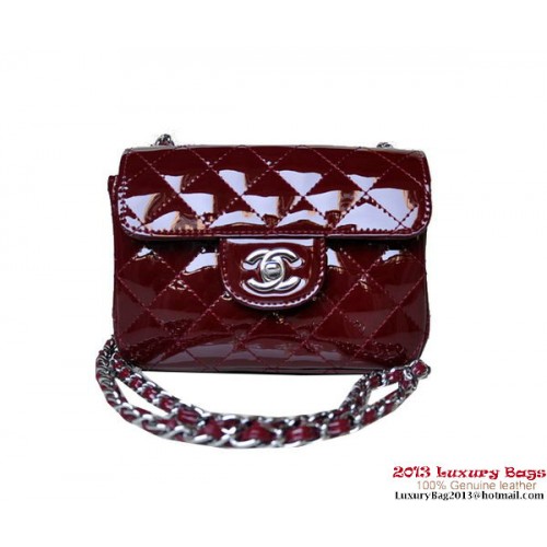 Chanel A01115 mini fedeles táska bordó lakkbőr ezüst