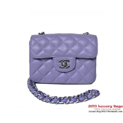 Chanel A01115 mini fedeles táska lila báránybőr ezüst színű