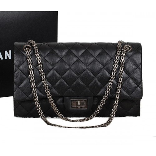 Chanel A30227 Fekete Báránybőr Bőr Jumbo Fülű Táska Ezüst