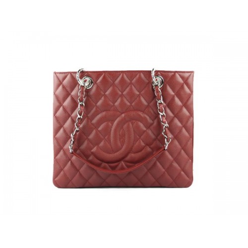 Chanel A50995 Maroon Eredeti Cannage Bőr Válltáska Ezüst