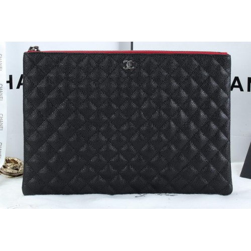 Chanel A6952 Clutch Bag Cannage Mintás Bőr Fekete