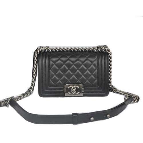 Chanel Fiú Flip Válltáska Fekete Eredeti Báránybőr CHA67085 Ezüst