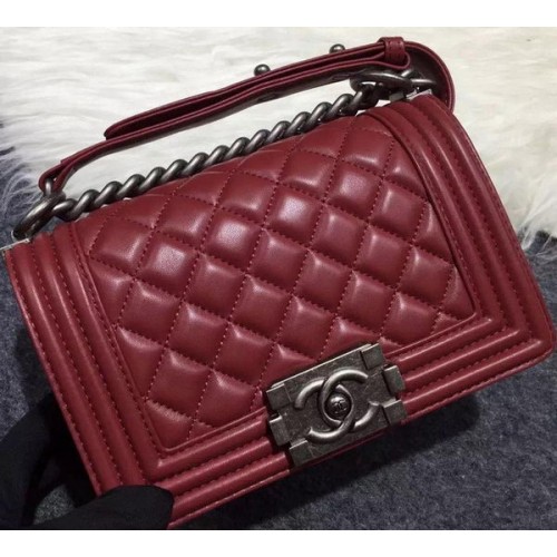 Chanel Fiú Flip Válltáska Burgundi Eredeti Báránybőr Bőr A67085 Ezüst