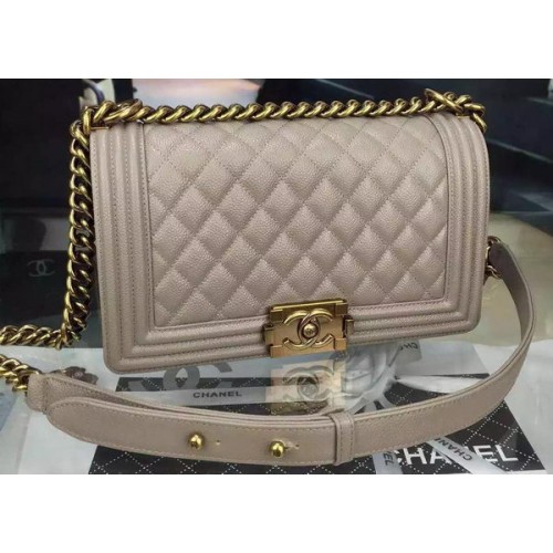 Chanel Fiú Flap Válltáska Szürke Eredeti Borjúbőr A8708 Bronz