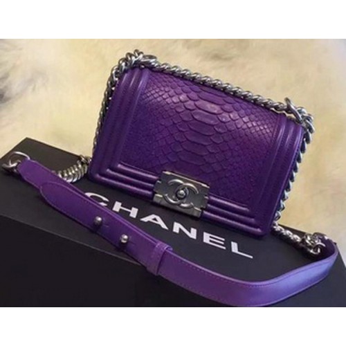 Chanel Fiú Flip Válltáska Python Bőr A66094 Lila