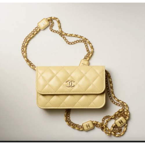 Chanel CLUTCH WITH LÁNC AP2929 Világossárga