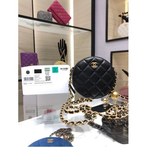Chanel CLUTCH WITH CHAIN báránybőr aranyszínű fém AS1449 fekete