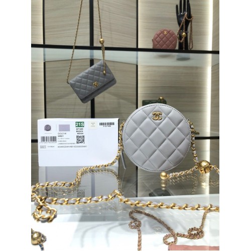 Chanel CLUTCH WITH CHAIN báránybőr aranyszínű fém AS1449 szürke