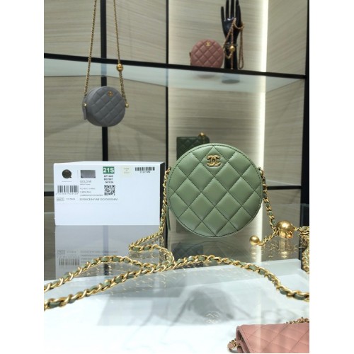 Chanel CLUTCH WITH CHAIN báránybőr aranyszínű fém AS1449 zöld