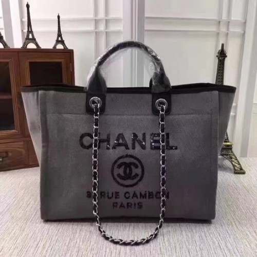Chanel vászon bevásárlótáska A68046 szürke