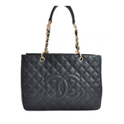 Olcsó Chanel Classic CC bevásárlótáska A20995 fekete báránybőr arany