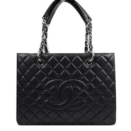 Chanel Classic Coco táska fekete GST kaviár bőr A50995 ezüst