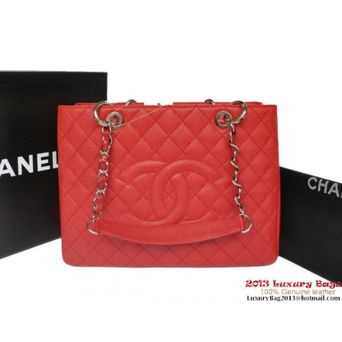 Chanel Classic Coco táska GST Caviar bőr A36092 piros-ezüst