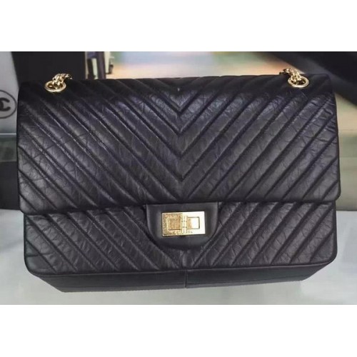 Chanel Klasszikus Zsebtáska Eredeti Chevron Bőr A90669 Fekete