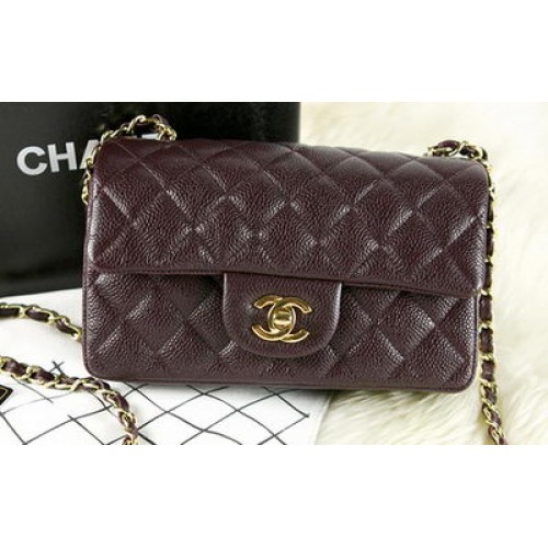 Chanel Klasszikus Flap Mini Táska Burgundi Eredeti Cannage Mintás CHA1280 Arany