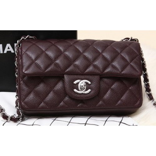 Chanel Klasszikus Flap Mini Táska Burgundi Eredeti Cannage Mintás CHA1280 Ezüst