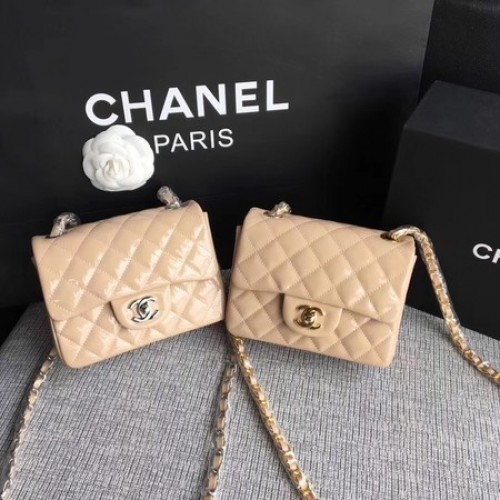 Chanel Klasszikus Flap Mini Táska Eredeti Bőr A1115 Barackszínű