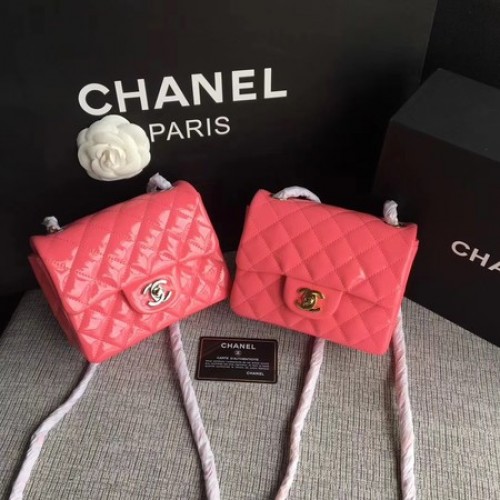 Chanel Klasszikus Flap Mini Táska Eredeti Bőr A1115 Rózsaszín