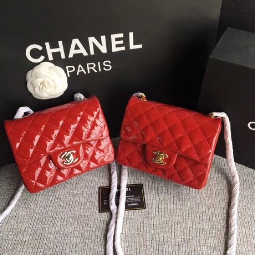 Chanel Klasszikus Flap Mini Táska Eredeti Bőr A1115 Piros