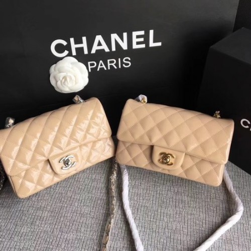 Chanel Klasszikus Flap Mini Táska Eredeti Bőr A1117 Barackszínű