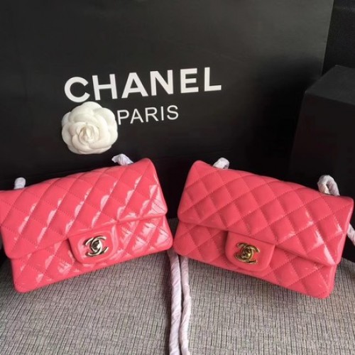 Chanel Klasszikus Flap Mini Táska Eredeti Bőr A1117 Rózsaszín
